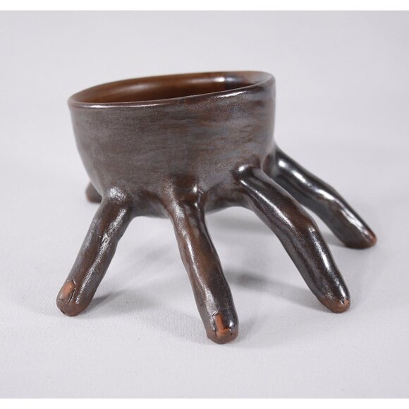 Handmade ceramic elegant finger bowl, creepy halloween teacup, cousin IT key - Picture 2 of 10